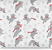 [Amooorous] Snowflake Patterns Cartoon Gray Squirrels Pu Leather Car Registration & Insurance Card Holder Document Wallet for ID, Driver's License, Key Contact Information Cards, snowflake patterns