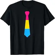 [X.Style] Necktie Suit Tie Tuxedo Pansexual Pride Flag Color Wedding ds831 T-Shirt (S) Black