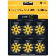 96 x Size 10 Kirkland Hearing Aid Battery Batteries Yellow Tab Colour