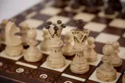 Large Handmade Wooden Chess Set 21" Hand Carved Board Pieces Vintage Full Game