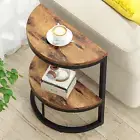 2-Tier End Table Semi Circle, Small Half round Side Table with Stora