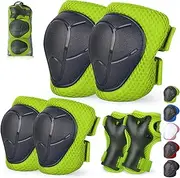 Kids/Youth Knee Pads and Elbow Pads Set with Wrist Guard 3 in 1 Kids Protective Gear Set for Kids 3-14 Years for Skateboard Roller Skating Skiing Rollerblading Cycling BMX Biking Running Scooter