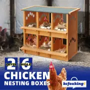 Wood Chicken Nesting Box 6 Hole Chook Hen Laying Boxes Duck Poultry Coop 2 Layer