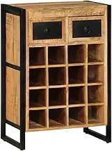 Solid Wood Wine Rack - Mango Wooden Bottle Shelf, Liquor Bar Storage Organizer & Glass Holder - 55 x 35 x 81 cm Cabinets, Rack, Stand & Countertop