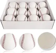 bkk Bkkack Soft Baseballs, T Ball Baseballs 12 Pack Autograph Baseball Bulk,Standard Size Leather Baseballs 9 Inch Unmarked Baseballs for Pitching/Autographs/Training