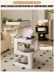 Modern Living Room Side Table Bedside Storage Shelf for Small Apartment