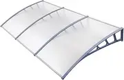 [Instahut] Window Awning Transparent PC Panel with Grey Bracket Outdoor Door Canopy Sun Shade Shelter, Patio Terrace Garden Baconly Porch Shield Rain Snow Eaves Cover Protector, 1.5mx3m DIY