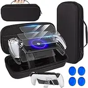 iulrtba Tasche Zubehör für PlayStation Portal, Tragetasche und Harte PC Schutzhülle mit Kickstand für PS5 Portal, Hartschalen Tragetasche für PS Portal, 2 Gehärteter Schutzfolien, 4 Thumbstick Kappen