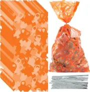 Know me Leukemia Awareness Cellophane Treat Bags - Orange Ribbon Cellophane Gift