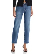 Frame The Borrowed High Rise Ankle Slim Straight Jeans in Famous