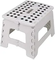 KINGBOO Folding Multi-Purpose Anti-Slip Plastic Step Stool Compact Foldable Stool for Kids Adults Kitchen Garden Bathroom Collapsible Stepping Stool Beige S