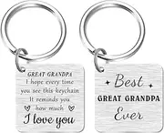 [SOUSYOKYO] Great Grandpa Fathers Day Keyring, Key Ring, Happy Father's Day Key Chain Gifts for Great Grandpa, Best Great Grandpa Ever Gift Ideas, Silver