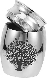 Abaodam Pet Keepsake Urn Stainless Steel Memorial Cinerary Container for Cat Dog Ashes Removable Lid Design Pet Cremation Urn for Remembrance