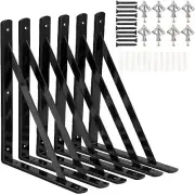 Shelf Brackets 12 X 8 Inch, 6 Pack Heavy Duty Wall Shelf Brackets with 90 Degree
