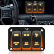 Orange 3-Gang Toggle Rocker Switch Panel for Truck Jeep ATV UTV LED Light Bar