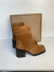 ASOS Uk 5 38 Brown Suede Square Toe Chunky Boots