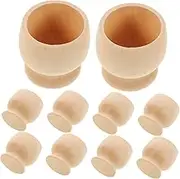 Tofficu 10pcs DIY Unfinished Egg Cups Unpainted Craft Holders for Easter Decorations Creative Painting Durable Wooden Egg Stands for Special Events and Activities