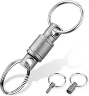 Titanium Quick Release Keychain, Detachable Key Ring Heavy Duty Swivel Key Holder with 2 Stainless Steel Key Rings UIInosoo for Double-End Pull Apart Keys Easily