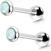[KUNASSHIR] 16G Opal Tragus Piercings 2PCS Tiny Cute Cartilage Conch Studs 3mm Tragus Earring Studs Externally Threaded Nose Studs Helix Piercing Jewellery for Women, 8mm, Stainless Steel, Cubic