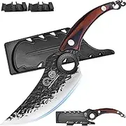 XYJ Knife Kitchen, Forged Boning Knife for Meat Cutting, High Carbon Steel, Chef Knife for Kitchen, Outdoor Camping, Full Tang, Knife with Sheath - Edge Guard Protector Cover