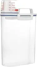xinyee 2L Rice Storage Container with Measuring Cup Transparent Sealed Food Storage Containers for Grain Cereal Soybean Snack Pet Food in Kitchen Pantry Fridge