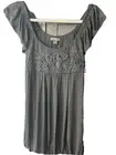 Forever 21 Flutter Sleeve Top with Flower Embroidery