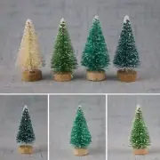 12PCS Christmas Small Pine Mini Tree Sisal Bottle Brush Snow Frost Fake Tree New