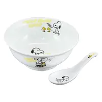 在飛比找momo購物網優惠-【yamaka】SNOOPY史努比 陶瓷餐碗附勺組 18cm