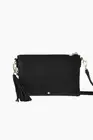 Kourtney Crossbody Bag with Tassel Black Pebble