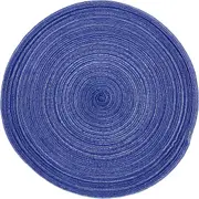 Round Placemats Set of 4/6/8 for Dining Tables 14 inch Cotton Braided Placemats Washable Reversible for Kitchen Holiday Party(Blue）