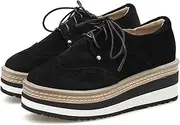 [TOSOFT] Women's Wedge Walking Sneakers Fashion Thick Sole Platform Mule Oxford Loafers Shoes for Ladies Office Uniform Dress