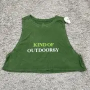 NWT Offline By Aerie Women's Flowy Boxy Cropped Tank Top Outdoorsy Graphic Large