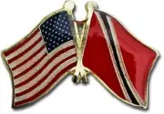 USA - TRINIDAD FRIENDSHIP CROSSED FLAGS LAPEL PIN - NEW - COUNTRY PIN
