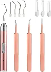 Suesacy 6 Piece Weeding Tools As Shown Metal with 5 Pin Lighted Tweezers for Vinyl Rechargeable with LED Light Set 3 LED Pen