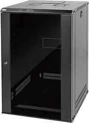 Tecmojo 18U Wall Mount Network Cabinet, Data Server Rack Enclosure with Lockable Glass Door and Side Panels, 50 kg /110 lbs Max Loading, 450 mm Deep, for 19 inches IT Equipment, Black