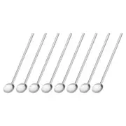 8Pcs 7.9" Stainless Steel Spoon Straw Reusable Long Handle Straw Spoon Silver