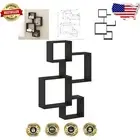 Rossi Espresso Floating Cube Shelf - Set of 4 Stylish Wall Mounted Shelves