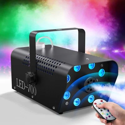 Fog Machine 700W RGB 8LED Smoke Machine Remote Control Halloween Christmas Party