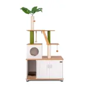 Costway Cat Litter Box Toilet Enclosure Side Cabinet Cat Tree Tower