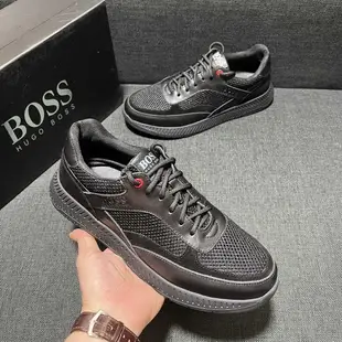 Leann代購~hugo boss 2023頭層牛皮秋冬新款Boss男鞋新款休閑運動