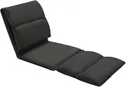 Folding Floor Chair - Black Microfibre Chaise Longue for Living Room, Bedroom or Office - Lightweight, Durable & Comfortable 100% Polyester Lounge Chair - Space Saving Solution for Small Spaces