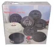 8 Piece Holiday Non-Stick Springform Pan Set Easy Cake Decoration