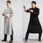 Tang Dress Men Chinese Tradition Qipao Robe Kung Fu Tops Jacket Outwear Gray