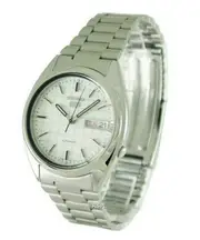 Seiko 5 Automatic SNXF05K1 Day/Date Stainless Steel White Dial 30M Mens Watch