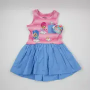 NWT Nickelodeon Girls Stripes Shimmer Shine Pleated Skirt Tank Dress Pink Sz 2T