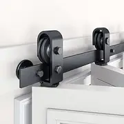 EaseLife 32" Bifold Sliding Barn Door Hardware Track Kit for 2 Closet Door,Top Mount Roller,Slide Smoothly Quietly,Easy Install,Black,36" Track Fit for Double 16" Wide Bi-Folding Door (Hardware Only)