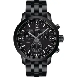 【TISSOT 天梭】T-Sport系列 PRC200 競速三眼計時手錶 送行動電源(T1144173305700)