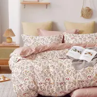 在飛比找momo購物網優惠-【DUYAN 竹漾】精梳純棉四件式被套床包組 / 日和花雨 