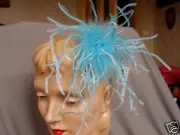 AQUA BEAD & FEATHER FASCINATOR - GREGORY LADNER - NEW