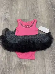 NWT Amy Coe Pink Dress Tutu Pink Black 0-3 Girls G1